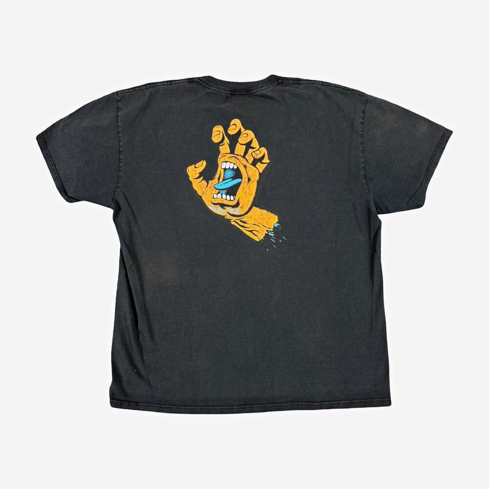 Vintage Faded Santa Cruz Screaming Hand Graphic Logo Black Tshirt Size XL